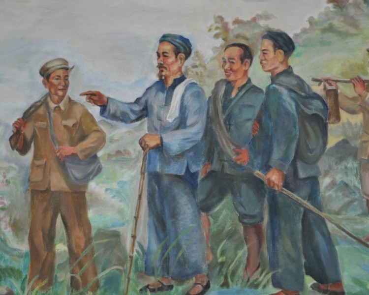 Bác Hồ về Pác Bó, Cao Bằng (ngày 28/1/1941). Tranh: Trịnh Phòng