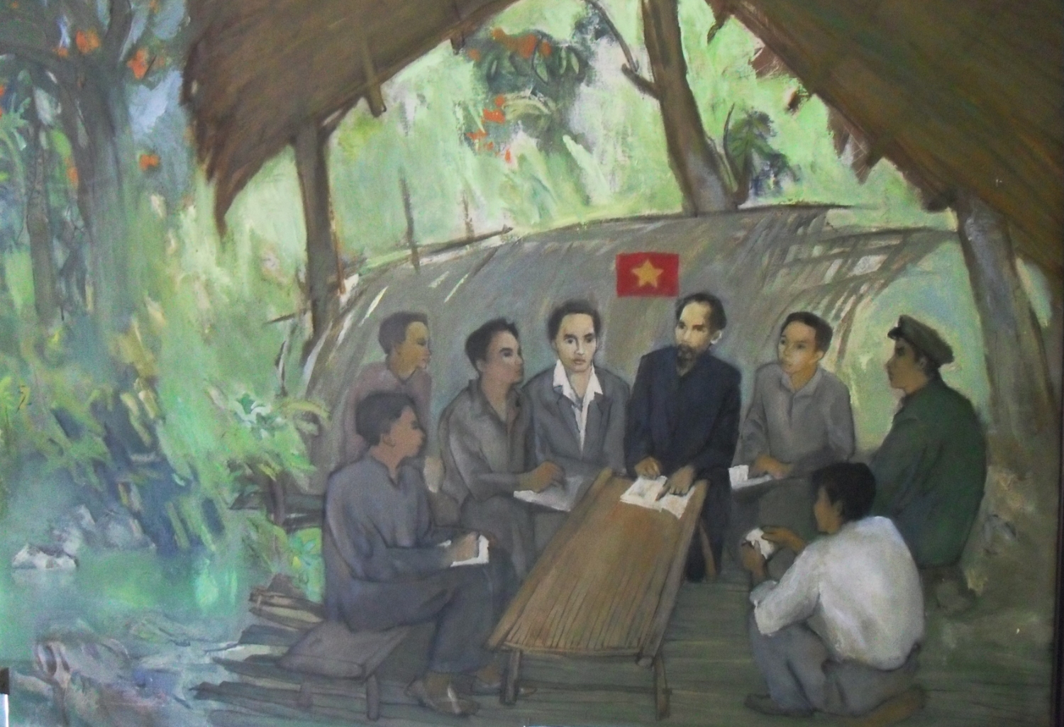 Đồng chí Nguyễn Ái Quốc chủ trì Hội nghị Trung ương Đảng lần thứ 8 tại lán Khuổi Nặm (Pác Bó)