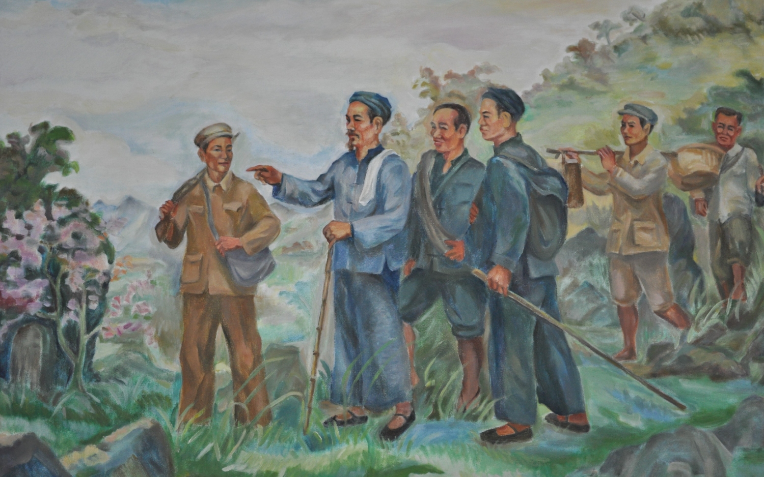 Bác Hồ về Pác Bó, Cao Bằng (ngày 28/1/1941). Tranh: Trịnh Phòng